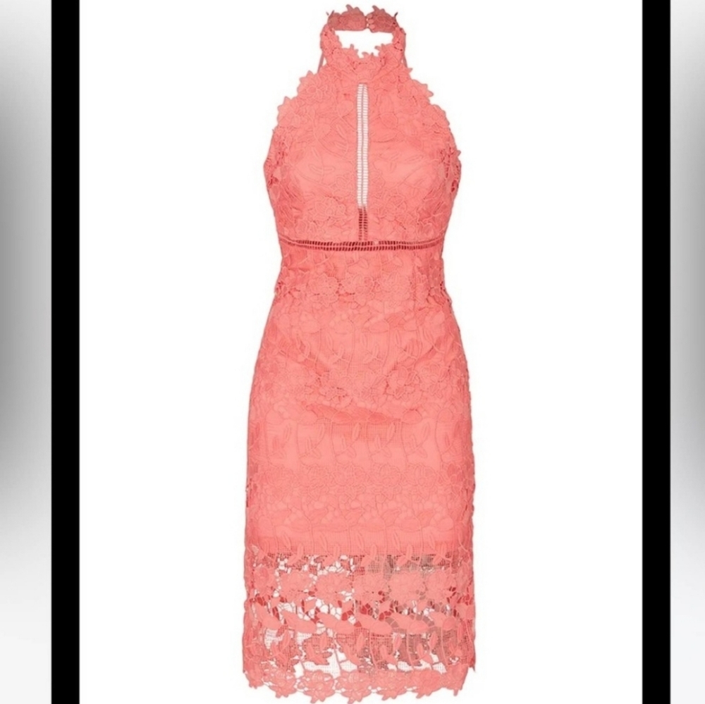🌸Bardot Willow Lace Dress in Pink